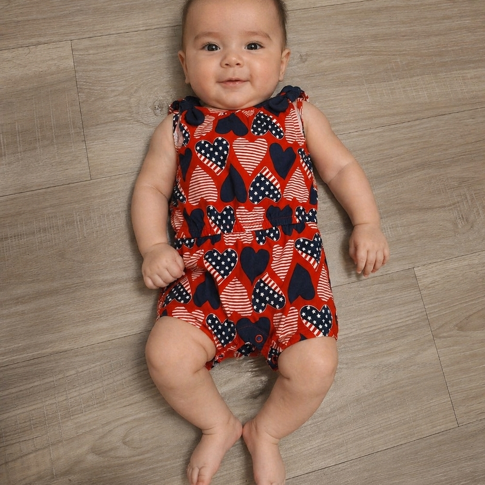 Carter's Red Navy Heart Print One-Piece